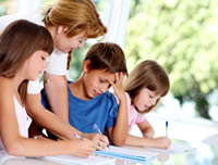Children working on homework